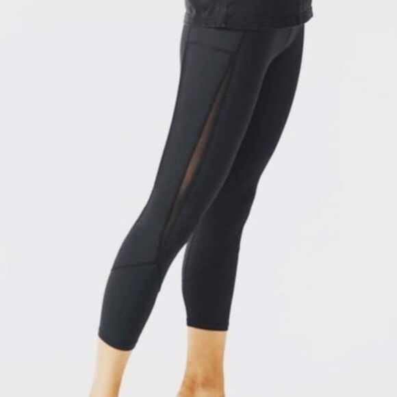 ZYIA Pants Womens 4 Black Light n Luxe Mesh Hi Rise Capri Leggings Active - Picture 10 of 11